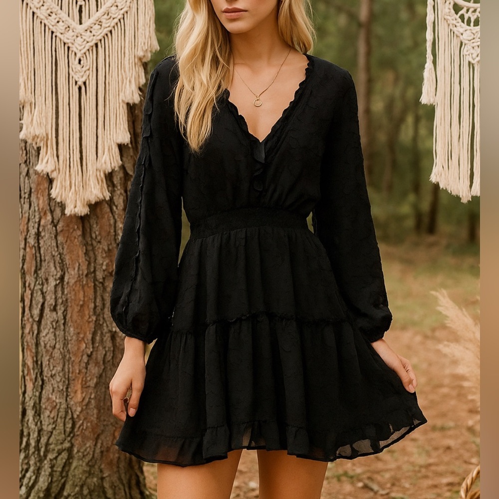 Whimsy goth lace balloon sleeve dress whimsigoth fairycore cottagecore